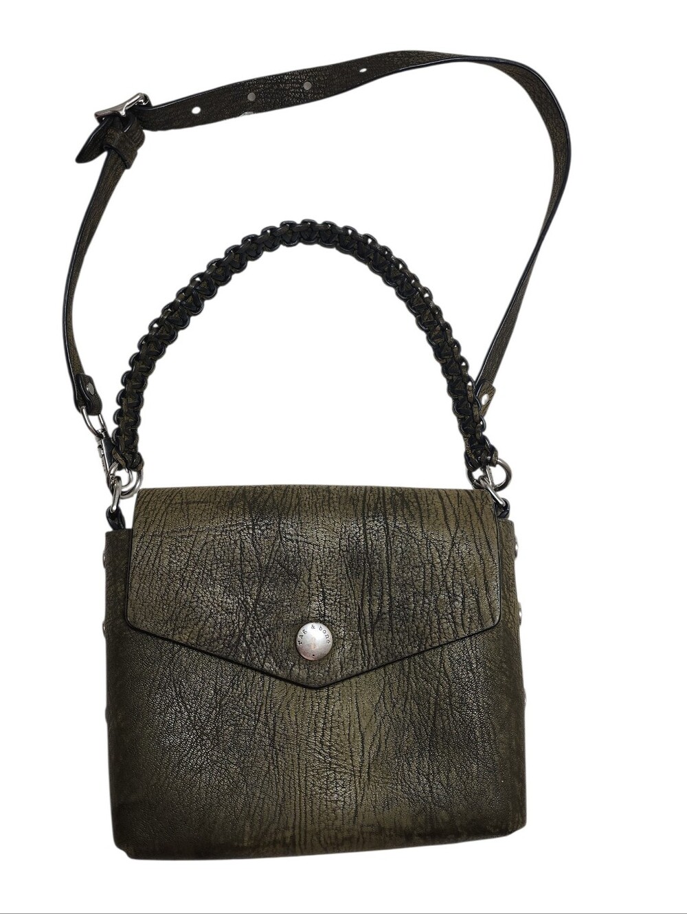 Rag & Bone Atlas shoulder bag in a military green textured leather - Picture 3 of 16